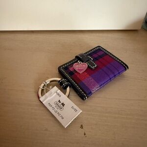 Coach Purple Plaid Keychain Pic Holder